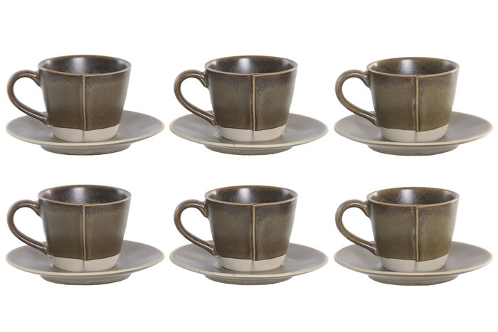 DKD Home Decor Set de Café Liangfeng 26 de Gres y Acacia Verde, 6 Piezas DKD Home Decor Set de Café Liangfeng 26 de Gres y Acacia Verde, 6 Piezas