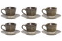 DKD Home Decor Set de Café Liangfeng 26 de Gres y Acacia Verde, 6 Piezas