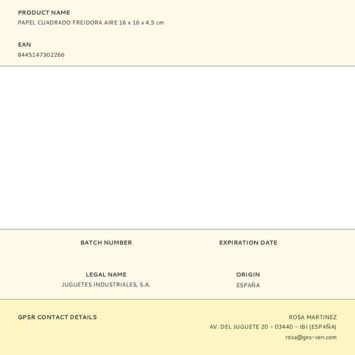 Best Products 730226 Papel Cuadrado para Freidora de Aire 16 x 16 x 4,5 cm (50 Unidades)