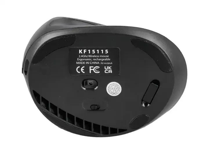 Q-connect Ratón Vertical Inalámbrico Ergonómico Recargable Negro, DPI 800/1200/1600