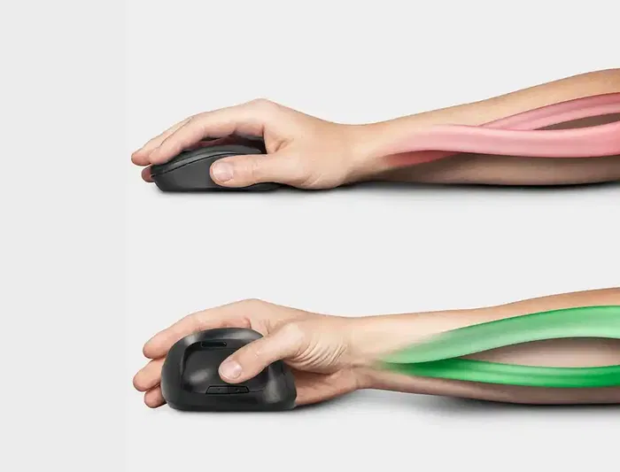 Q-connect Ratón Vertical Inalámbrico Ergonómico Recargable Negro, DPI 800/1200/1600