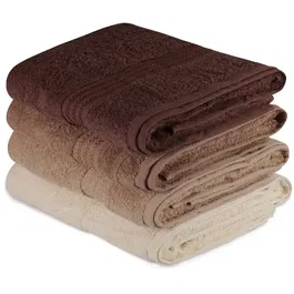 Juego de 4 Toallas de Baño 70 x 140 cm Crema