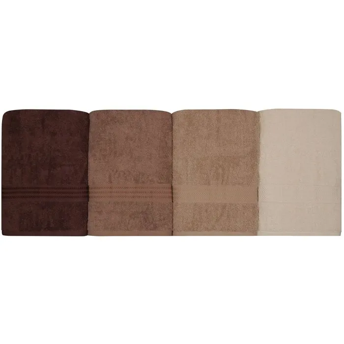 Juego de 4 Toallas de Baño 70 x 140 cm Crema