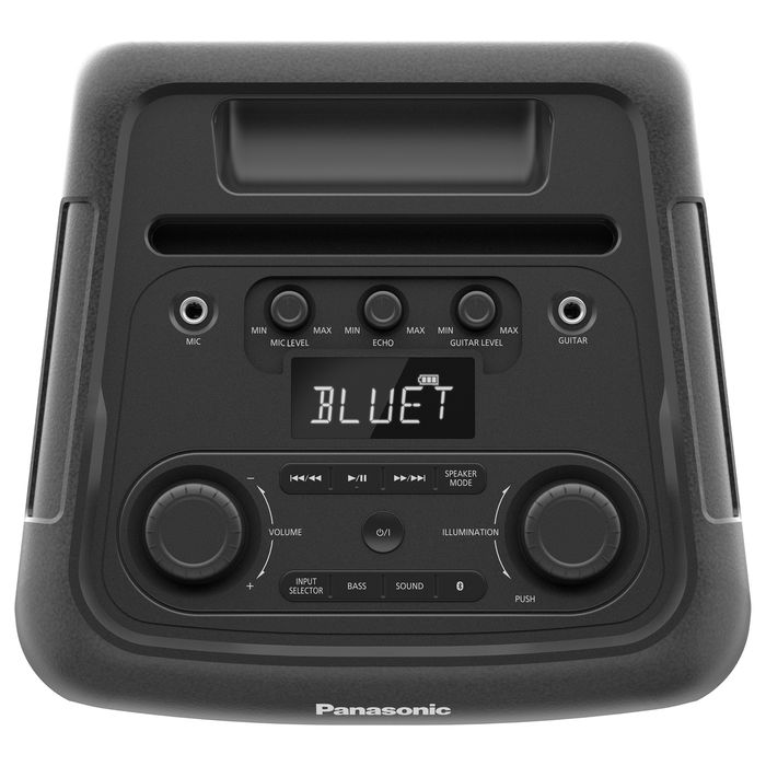 Panasonic SC-BMAX5E-K - Altavoz Bluetooth Inalámbrico Portátil, 2.1 Canales 75W RMS, Conectividad Bluetooth 5.0 y Auxiliar, con Batería, Radio FM, LED, Color Negro