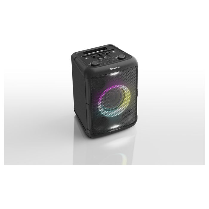 Panasonic SC-BMAX5E-K - Altavoz Bluetooth Inalámbrico Portátil, 2.1 Canales 75W RMS, Conectividad Bluetooth 5.0 y Auxiliar, con Batería, Radio FM, LED, Color Negro
