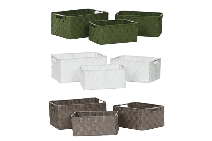DKD Home Decor Set de 3 Cestos de Almacenaje Brillantes Surtidos DKD Home Decor Set de 3 Cestos de Almacenaje Brillantes Surtidos