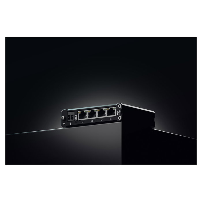 Teltonika TSW304 Switch Industrial 4 Puertos Gigabit con PoE Pasivo y Montaje en Rail DIN - 8 Gb/s, IP30, Aluminio Negro