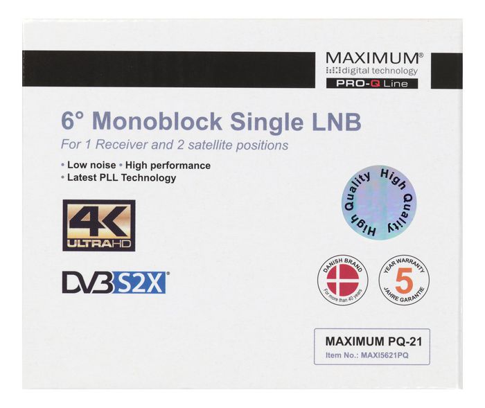 Maximum PQ-21 Monoblock Single LNB para 1 Receptor y 2 Satélites 6°