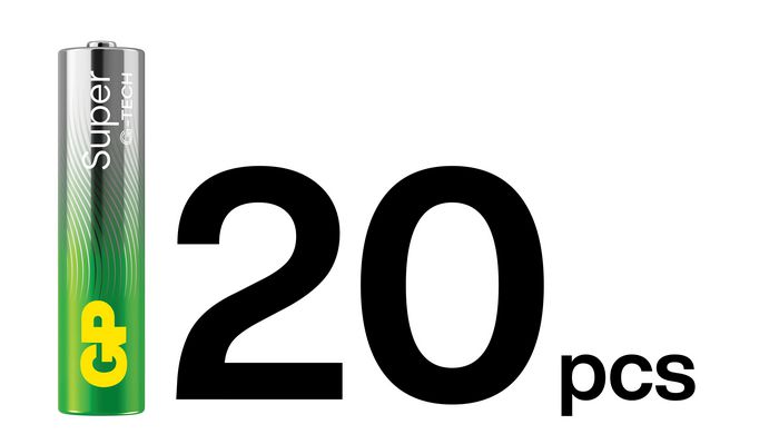 GP 24A/LR03 Pila Alcalina AAA, Pack de 20 unidades