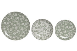 DKD Home Decor Set de Vajilla de Porcelana Floral Verde de 18 Piezas