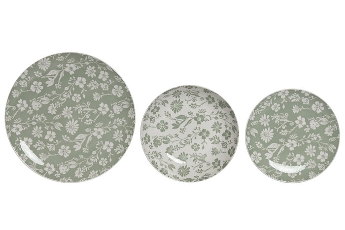 DKD Home Decor Set de Vajilla de Porcelana Floral Verde de 18 Piezas DKD Home Decor Set de Vajilla de Porcelana Floral Verde de 18 Piezas