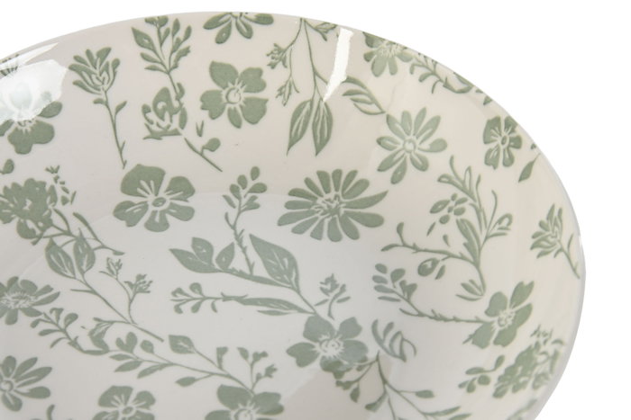DKD Home Decor Set de Vajilla de Porcelana Floral Verde de 18 Piezas