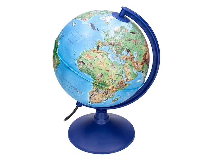 Liderpapel Globo Terráqueo con Luz Físico y Político con Animales Diámetro 20 cm