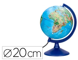 Liderpapel Globo Terráqueo con Luz Físico y Político con Animales Diámetro 20 cm
