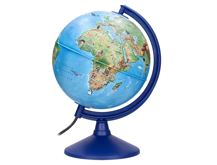 Liderpapel Globo Terráqueo con Luz Físico y Político con Animales Diámetro 20 cm