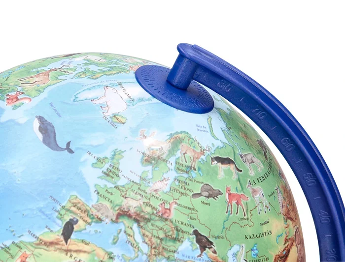 Liderpapel Globo Terráqueo con Luz Físico y Político con Animales Diámetro 20 cm