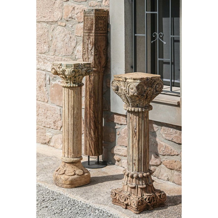 DKD Home Decor Columna de Madera Tallada 25x25x120 cm Natural DKD Home Decor Columna de Madera Tallada 25x25x120 cm Natural