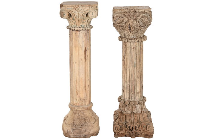 DKD Home Decor Columna Item Home Natural Madera Tallada 25 x 120 x 25 cm