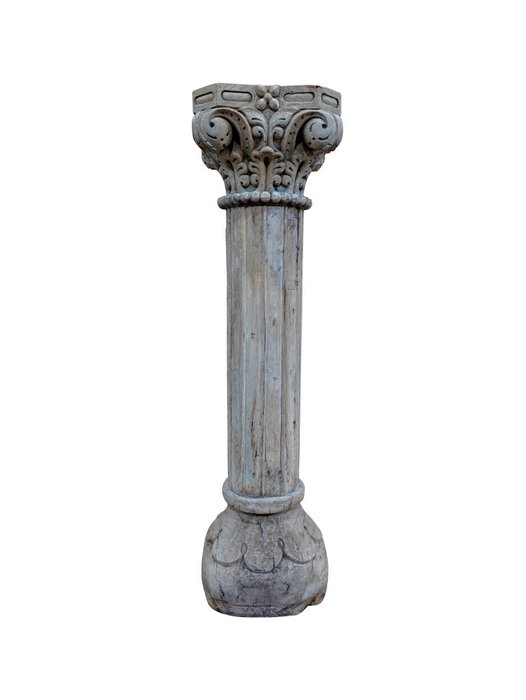 DKD Home Decor Columna Item Home Natural Madera Tallada 25 x 120 x 25 cm