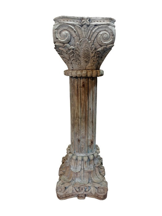 DKD Home Decor Columna de Madera Tallada 25x25x120 cm Natural