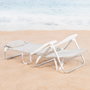 Aktive Silla de playa plegable y reclinable 8 posiciones beige con cojín y asas de mano
