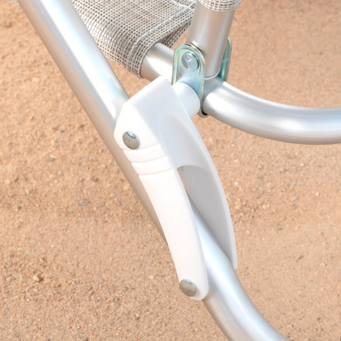 Aktive Silla de playa plegable y reclinable 8 posiciones beige con cojín y asas de mano