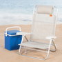 Aktive Silla de playa plegable y reclinable 8 posiciones beige con cojín y asas de mano