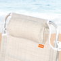 Aktive Silla de playa plegable y reclinable 8 posiciones beige con cojín y asas de mano