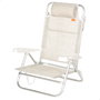 Aktive Silla de playa plegable y reclinable 8 posiciones beige con cojín y asas de mano