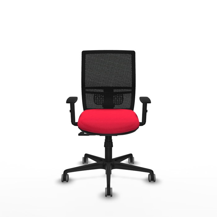PIQUERAS Y CRESPO Silla de oficina Yunquera con mecanismo Sincro, Tela Roja y Malla Negra PIQUERAS Y CRESPO Silla de oficina Yunquera con mecanismo Sincro, Tela Roja y Malla Negra