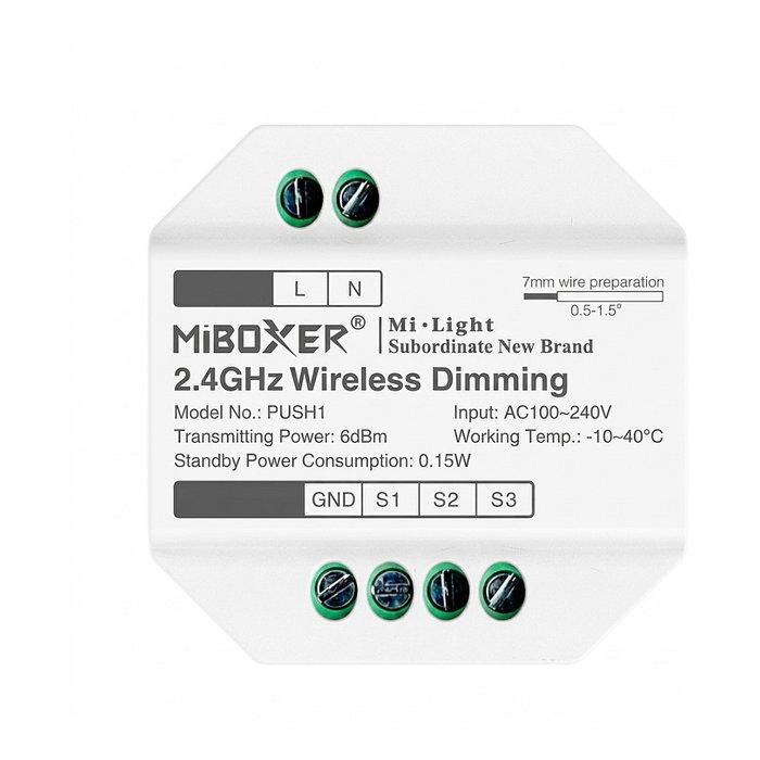 Miboxer Controlador de atenuación LED inalámbrico 2,4GHz para MiLight/Miboxer Miboxer Controlador de atenuación LED inalámbrico 2,4GHz para MiLight/Miboxer
