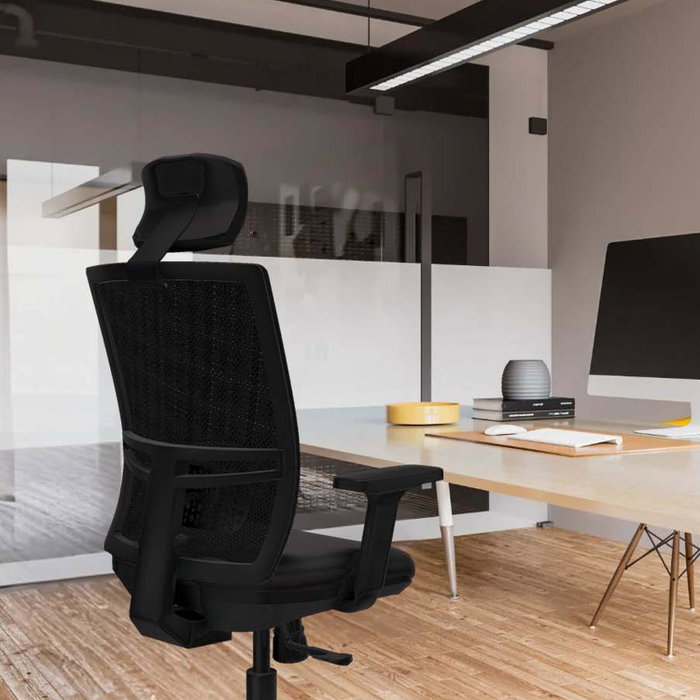 PIQUERAS Y CRESPO Silla de oficina Yunquera con mecanismo Sincro, Gris y Negro