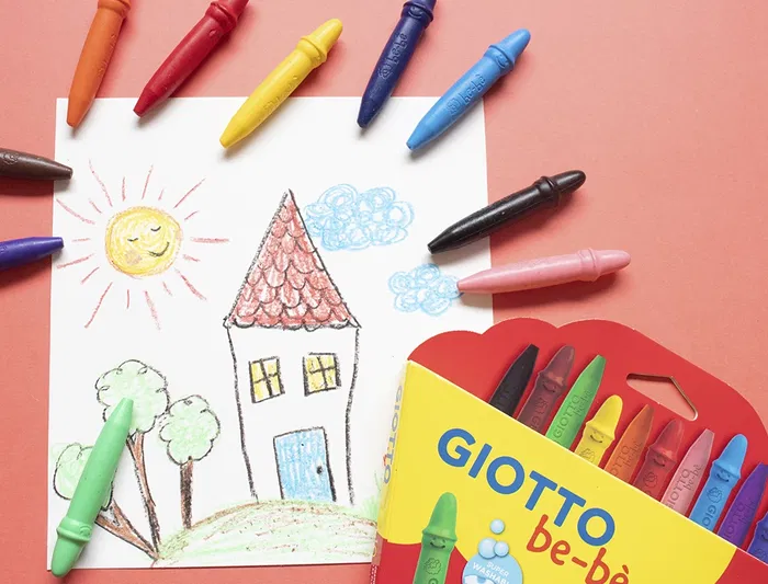 Giotto Lápices de Cera Super Bebé, Caja de 10 Colores Surtidos con Sacapuntas