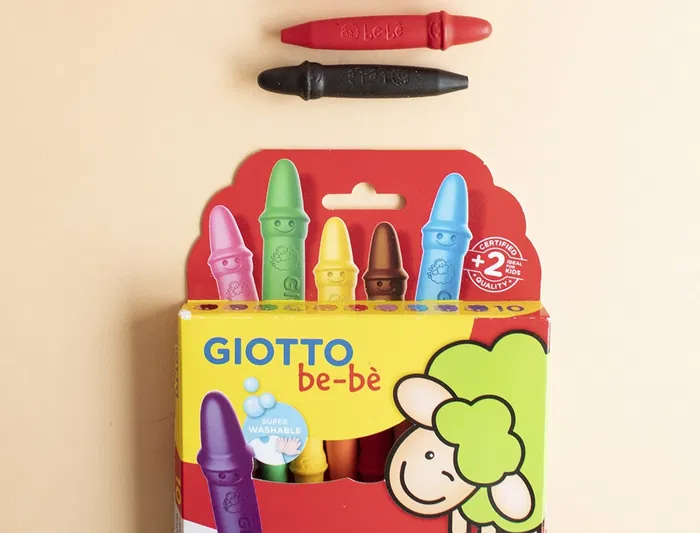 Giotto Lápices de Cera Super Bebé, Caja de 10 Colores Surtidos con Sacapuntas