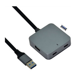VALUE Hub USB 3.2 Gen 1 de 4 Puertos (2 USB-A + 2 USB-C) con Cable de Extensión de 5 Metros - Negro