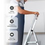 Hantums Escalera de Aluminio de 3 Peldaños (Máx. 150kg)