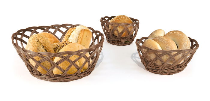 My Bar Cesta para Pan Redonda de Rattan PP, 24 x 8 cm (24 Unidades)