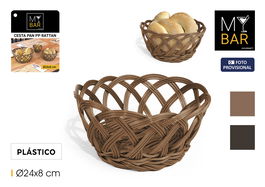 My Bar Cesta para Pan Redonda de Rattan PP, 24 x 8 cm (24 Unidades)