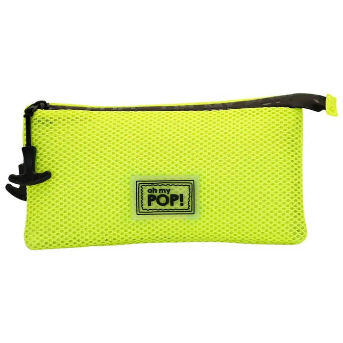 Oh My Pop Estuche Portatodo Triple Mesh Yellow Neon Amarillo 11 x 23 x 7 cm 1.70 L