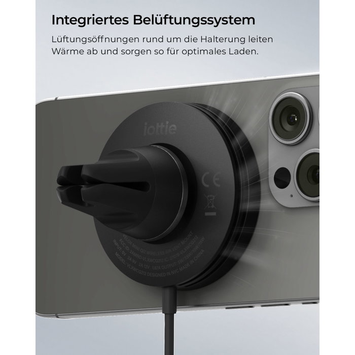 iOttie Velox Mini Qi2 Wireless MagSafe Air Vent Mount Negro