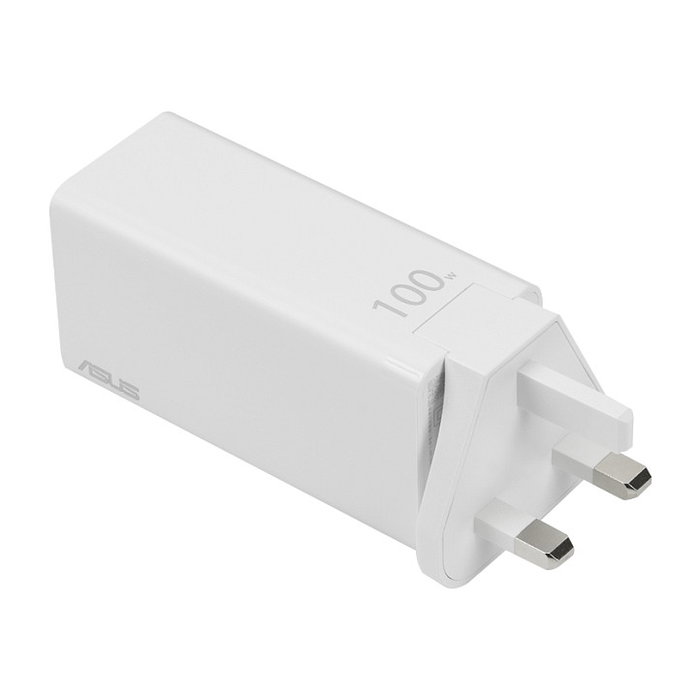 ASUS AC100-02 Cargador 100W USB-C 2 Puertos + USB-A para Portátil UX325 UM325 UX425 UX482 UX5400 CX1500 G513QR, Blanco, EU + UK