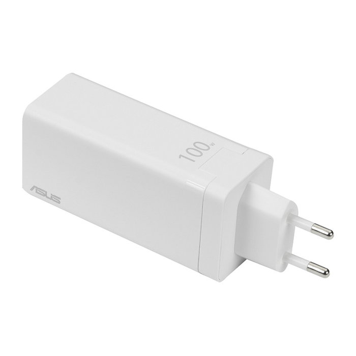 ASUS AC100-02 Cargador 100W USB-C 2 Puertos + USB-A para Portátil UX325 UM325 UX425 UX482 UX5400 CX1500 G513QR, Blanco, EU + UK
