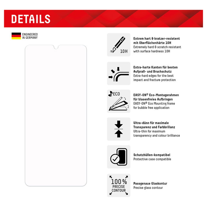 Displex DISPLEX Panzerglas 2D/ Clear (10H) Protector de Pantalla de Cristal Templado para Samsung Galaxy A34, Aplicación en Seco, Anti-Rayaduras y Antihuellas