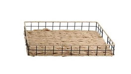 DKD Home Decor Bandeja de Decoración Metal y Fibra Natural y Negro 40x30x6 cm