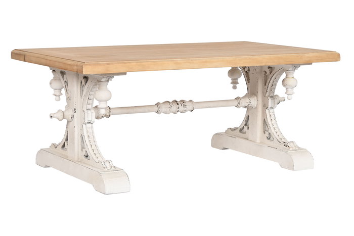 DKD Home Decor Mesa de Centro Abeto y MDF Decapé Blanco