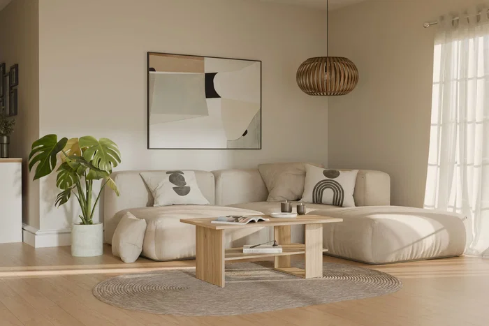 Mauvella Mesa de Centro Rectangular CFTT5212D108 en Roble con 2 Estantes, 110 x 60 x 45 cm