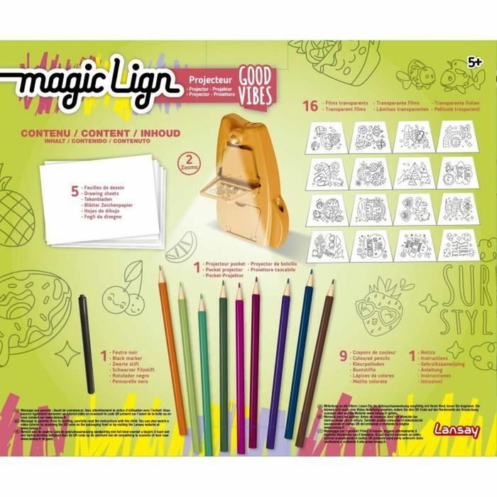 Lansay Magic Lign - Proyector de buenas vibraciones con 50 ilustraciones Lansay Magic Lign - Proyector de buenas vibraciones con 50 ilustraciones
