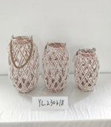 DKD Home Decor Set de 3 Portavelas Bicolor de Fibra de Papel y Metal