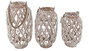 DKD Home Decor Set de 3 Portavelas Bicolor de Fibra de Papel y Metal