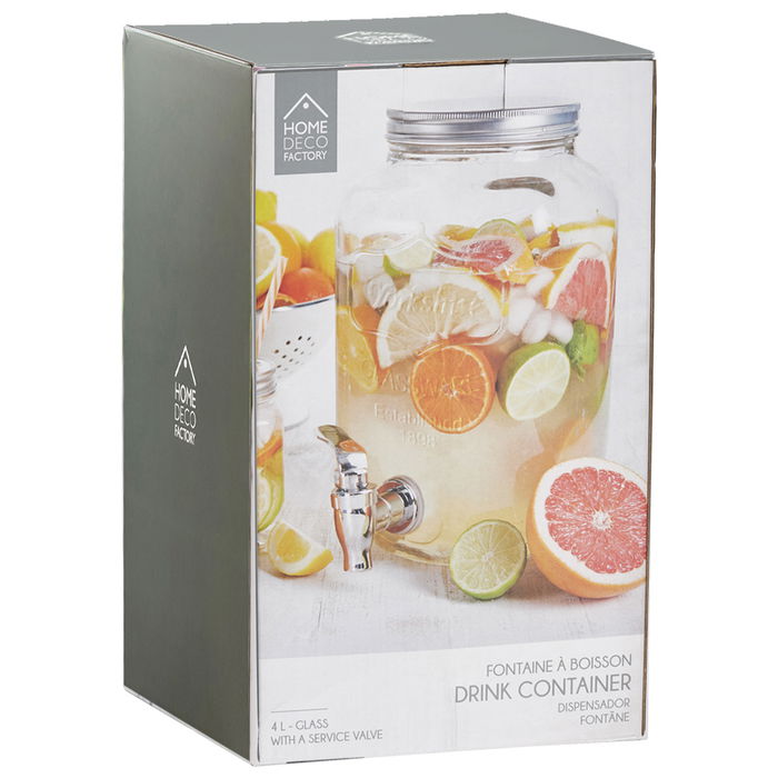 Home Deco Factory Dispensador Bebida 4 L Cristal Colección Cocktail
